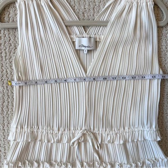 3.1 PHILLIP LIM Ivory V-Neck Pleated Ruffle Sleeveless Blouse 2 - Picture 10 of 11
